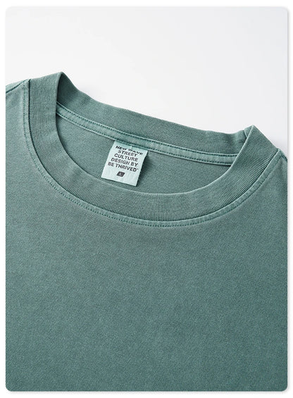 ZODF New Autumn Men's 260gsm 100% Cotton T Shirts Unisex Retro High Street Loose Washed Solid Tees Streetwears HY0376