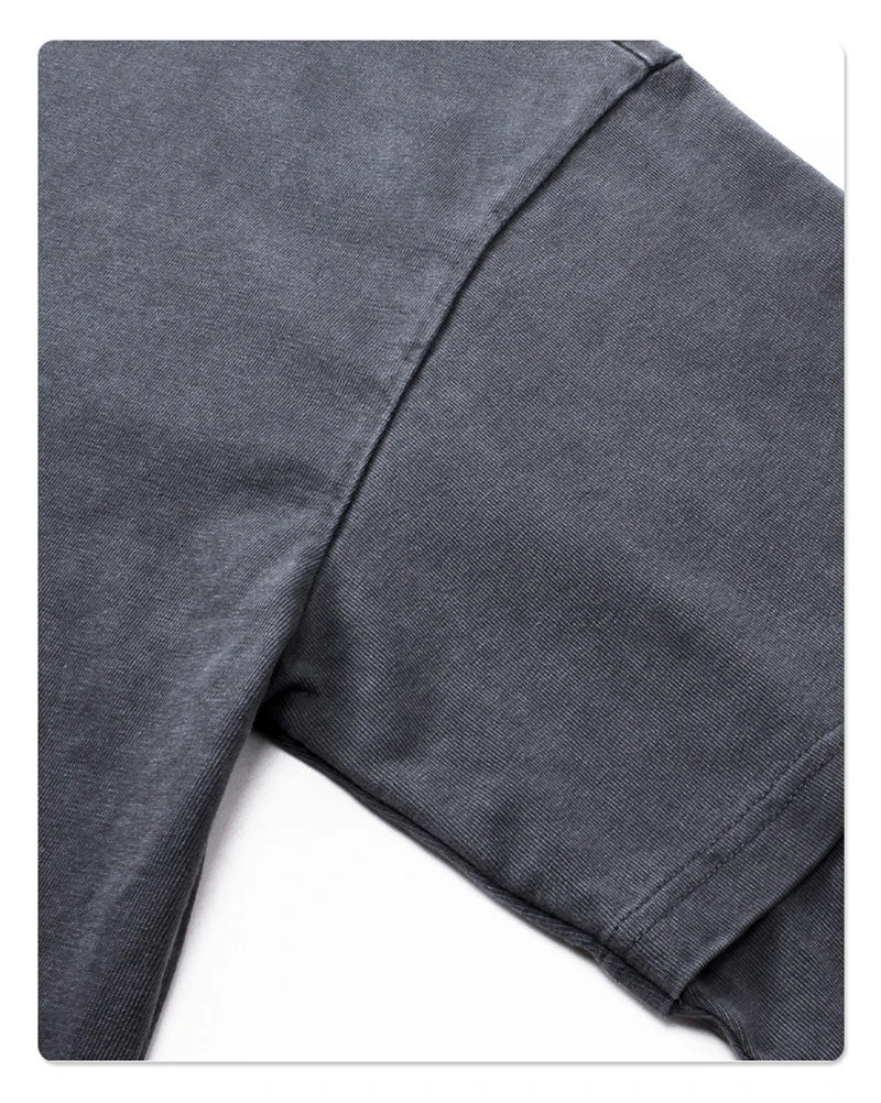 ZODF Retro Autumn Men Washed Cotton T-Shirts Unisex Loose Edge Fake 2-Piece 345gsm Full Sleeve O Neck T Shirt Brand Tops HY0928