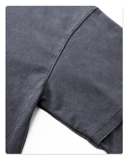 ZODF Retro Autumn Men Washed Cotton T-Shirts Unisex Loose Edge Fake 2-Piece 345gsm Full Sleeve O Neck T Shirt Brand Tops HY0928