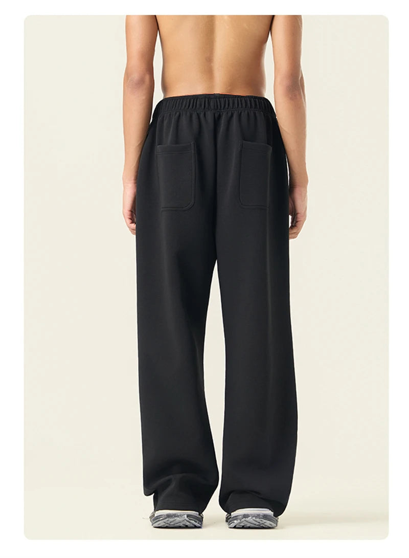 ZODF Casual 350gsm Fleece Unisex Loose Fit Wide Leg Straight Pants Warm Sport Trousers Winter HY0037
