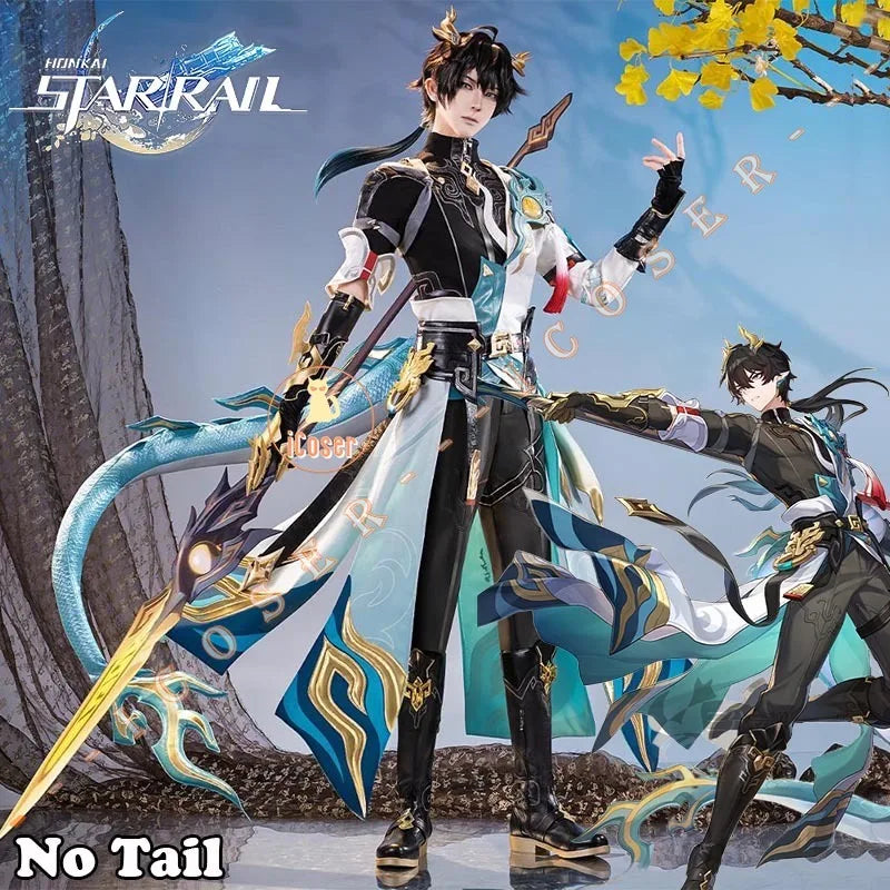 Honkai Star Rail Dan Heng Cosplay Costume Wig Permansor Terrae Uniform New Skin Outfit Headwear Halloween Party for Women Men