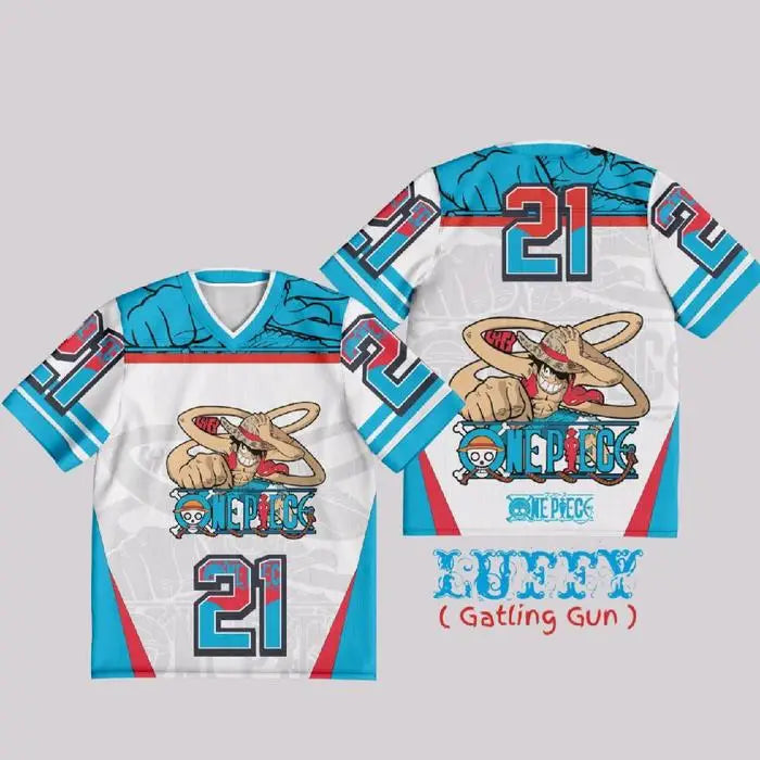 One Piece Luffy Anime Y2k Korean Style Kpop Baseball Hockey 21 Jersey T-shirt Fashion Streetwear Anime Daily Unisex Tops Tees