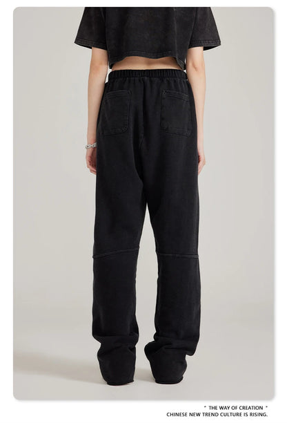 ZODF 2023 Spring Men 380gsm Washed Cotton Pants American Retro Unisex Loose Edge Oversized Straight Trousers Streetwears HY0537