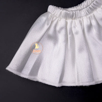 Wuthering Waves Phrolova Cosplay Costume Wig Dress White Spider Lily Layered Gown Headwear Halloween Party for Women Girls Props