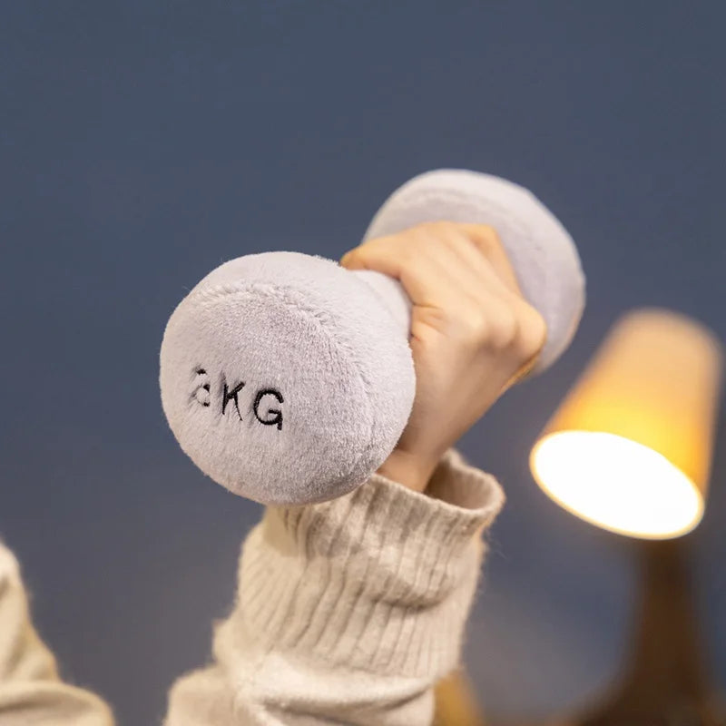 Simulation Fitness Equipment Plush Toy Kettlebell Dumbbell Stuffed Doll Kawaii Room Decor Birthday Xmas Gifts for Kids