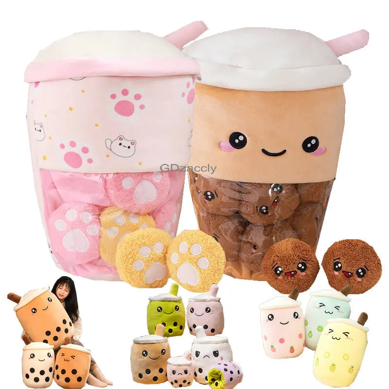 Various Play Doll Boba Plushies Mini Dolls in a Boba Cup Can Flip Boba Tea Toy Many Size Boba Tea Cushions for For Kids Girl