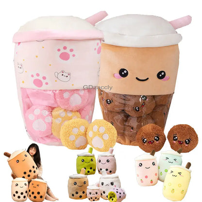 Various Play Doll Boba Plushies Mini Dolls in a Boba Cup Can Flip Boba Tea Toy Many Size Boba Tea Cushions for For Kids Girl