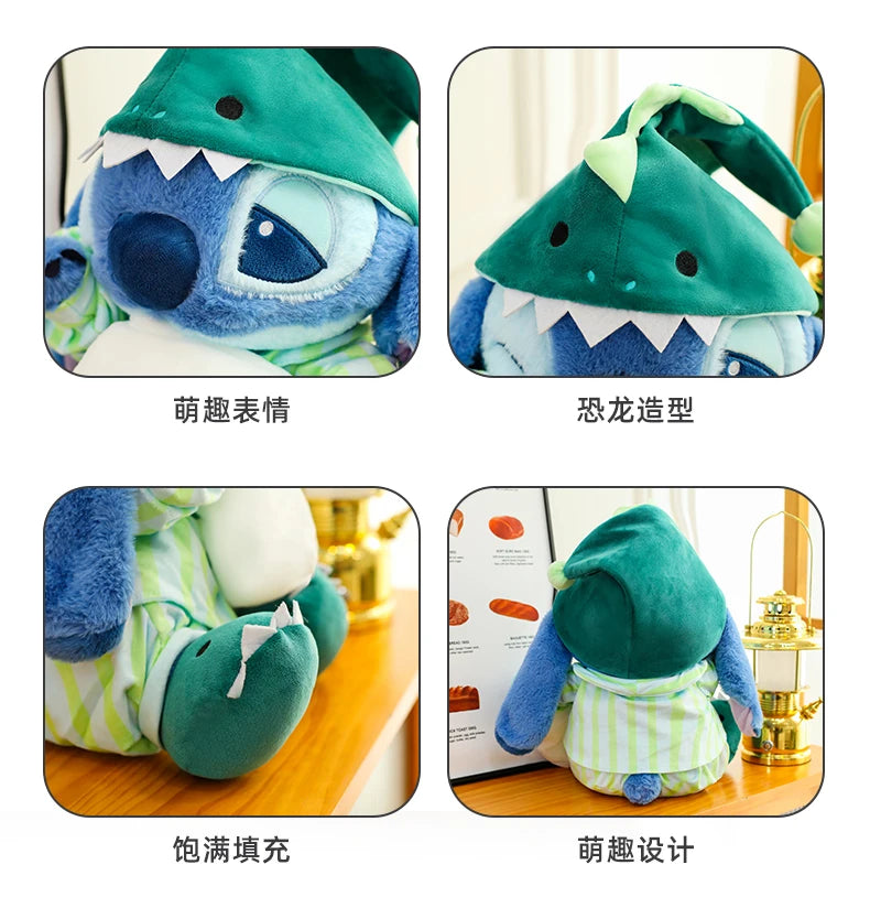 New 50cm Disney Cartoon Dinosaur Pajamas Stitch Plush Toy Body Pillow Cushion Sleeping Doll Room Decoration Toy Birthday Present