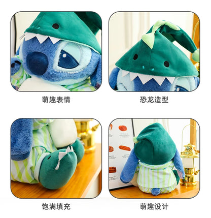 New 50cm Disney Cartoon Dinosaur Pajamas Stitch Plush Toy Body Pillow Cushion Sleeping Doll Room Decoration Toy Birthday Present
