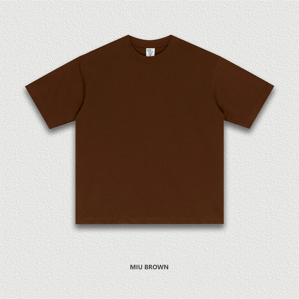 ZODF New 2025 Men Basic Solid 255gsm Cotton T-Shirts Unisex Loose Breathable Comfortable T Shirt Brand Clothes HY0973