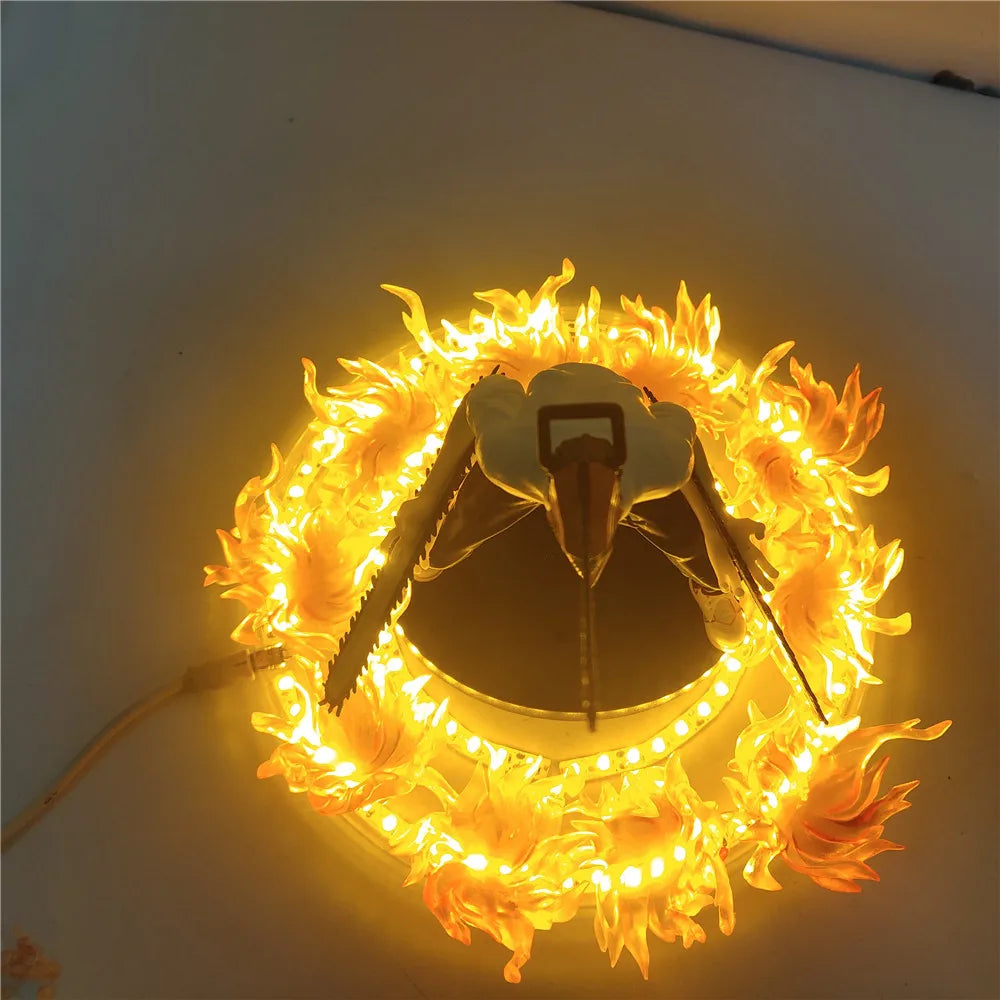 Chainsaw Man Denji Anime Figures PVC Toys Fire Effect 18cm Action Figures LED Visual Night Lights Model Doll Juguetes Figurals