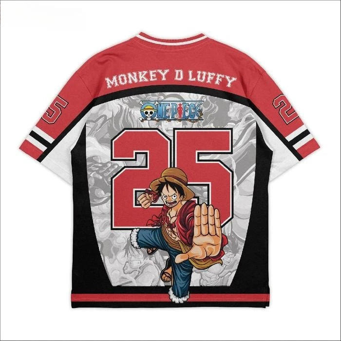 25 Jersey One Piece Luffy Anime Y2k Korean Style Kpop Baseball Hockey T-shirt Fashion Streetwear Anime Daily Unisex Tops Tees