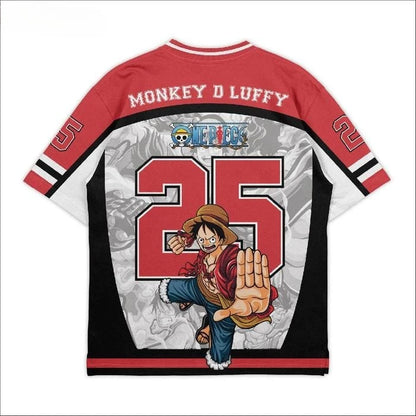 25 Jersey One Piece Luffy Anime Y2k Korean Style Kpop Baseball Hockey T-shirt Fashion Streetwear Anime Daily Unisex Tops Tees