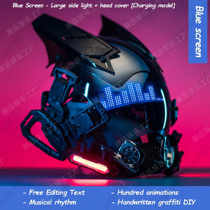 Cyberpunk App Mask Light Up Rolling Subtitles Screen Mask Cos Mech Technology Sense Mobile Phone Control Helmet Role Play