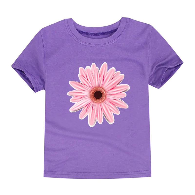 Child Kids Tshirts for Girls Clothes 2024 New Summer Pink Red Blue Luxury Toddler Girl T Shirt Kawaii Unicorn Flower Korean Tees