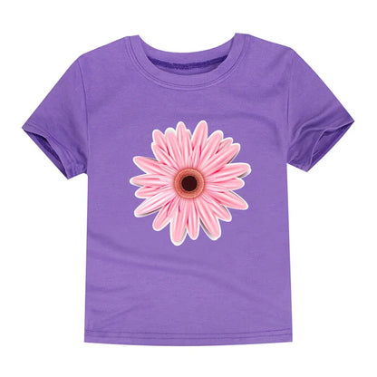 Child Kids Tshirts for Girls Clothes 2024 New Summer Pink Red Blue Luxury Toddler Girl T Shirt Kawaii Unicorn Flower Korean Tees