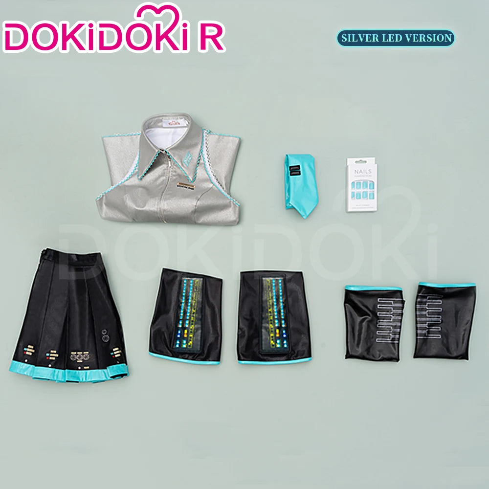 IN STOCK MIKUU Cosplay Costume Game Cosplay 【S-2XL】DokiDoki-R Mikku Cosplay Women Cute Costume MIKUU LED Costume Plus Size