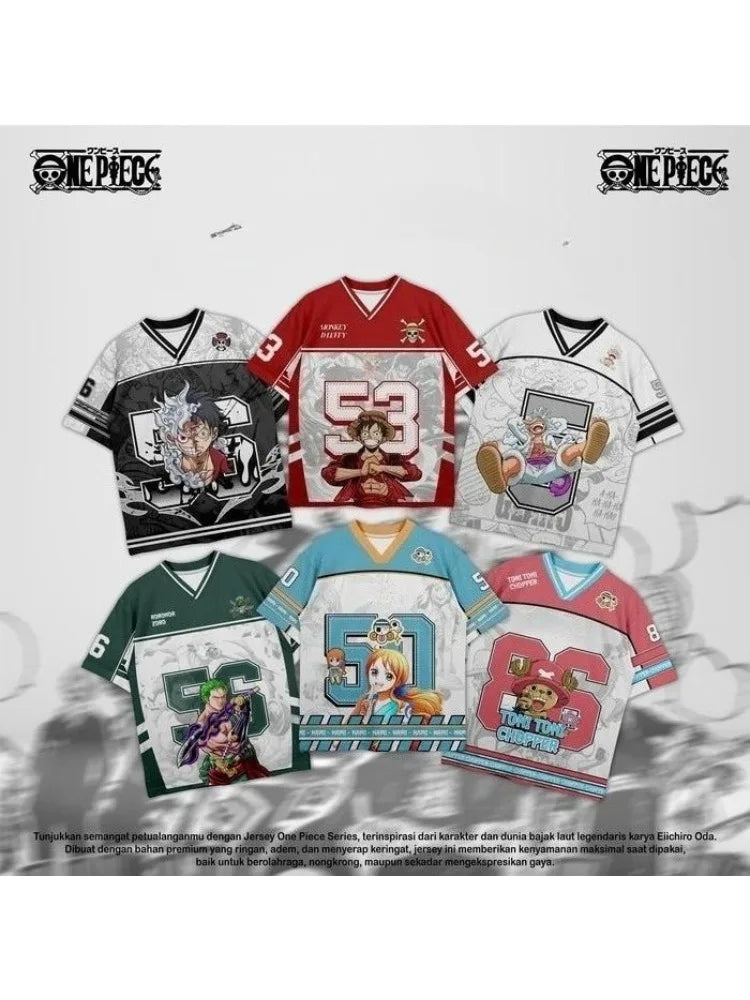 Jersey One Piece Oversize Anime Y2k Korean Style Kpop Baseball Hockey T-shirt Fashion Streetwear Anime Daily Unisex Tops Tees