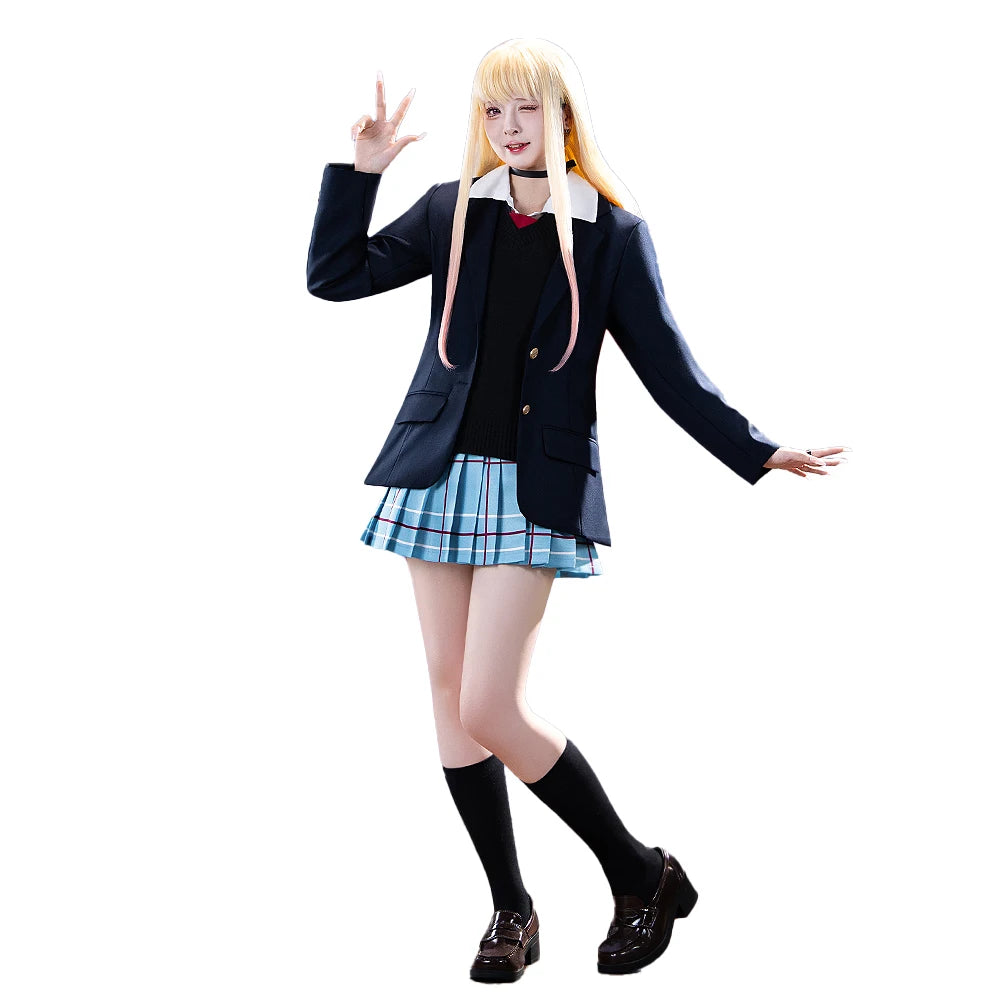 Kitagawa Marin Cosplay Costume Anime DokiDoki-R Women School Uniform JK Dress Black Suit Jacket Marin Cosplay Costume