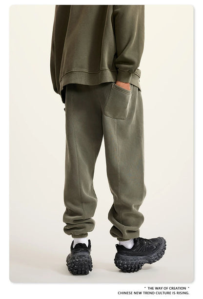ZODF 2025 Autumn Winter Men’s Washed Fleece Sweatpants 355gsm Loose Retro Joggers Streetwear HY0653