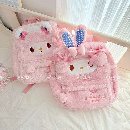 Sanrio My Melody Backpack Coin Purse My Sweet Piano Casual Schoolbag Large Capacity Girly Plush Bag Traveling Bag Girl Student