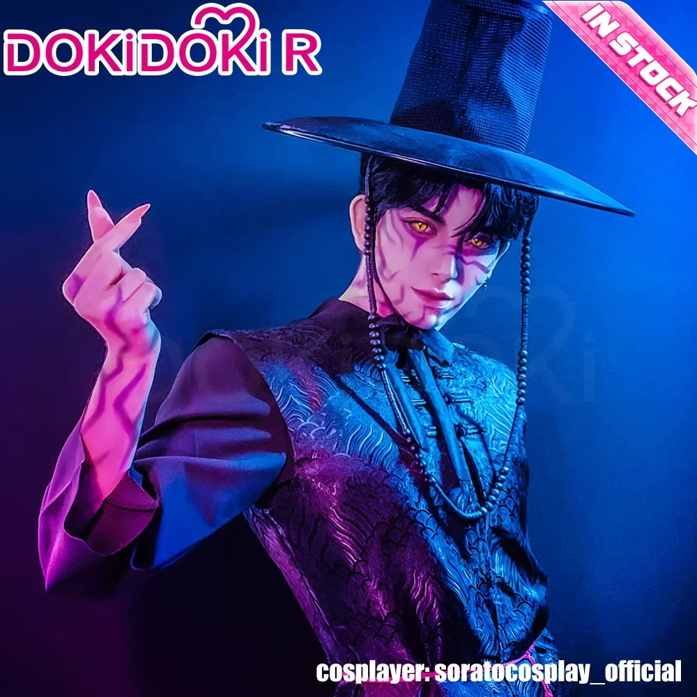 【Last Batch】IN STOCK Jinuu Cosplay Costume 【S-3XL】DokiDoki-R Jinuu Babyy Mysteryy Romancee Men Black Robes Hat Plus Size