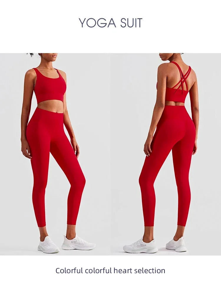 2 Piece Women’s Yoga Tracksuit Athletic Wear Pilates Fitness Suit Gym Workout Push Up Sports Bra Leggings Set