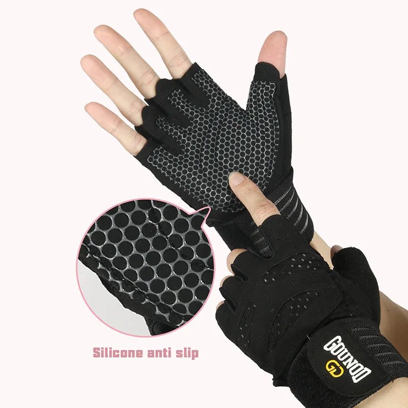 Gounod Weightlifting Gloves with Wristband Support – Breathable Anti-Slip Gym for Bodybuilding Powerlifting and Fitness
