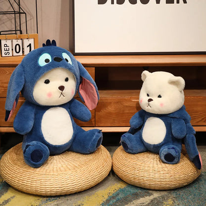 Big Size Cute Bear Turn Into Stitch Cuddly Cushion Lovely Stuffed Anime Throw Pillow Sofa Bed Home Decor Plushies Xmas Gifts