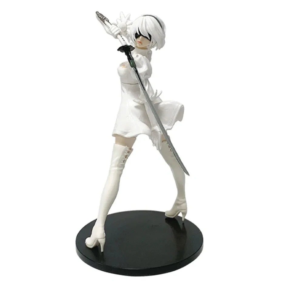 Hot 18CM Yorha 2B Black and White Series Anime Figure PVC Collectible Action Figures Model Doll Statuette Gift