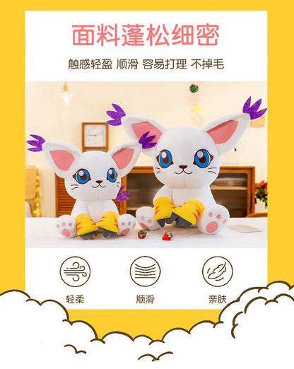 40-80CM Large Big Size Gatomon Plushies Tailmon Peluche Cartoon Anime Plush Comfortable Soft Doll Children's Ornament Toy Gifts