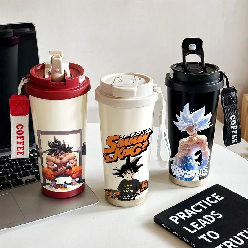 520ml Dragon Ball Thermos Cup Vegeta Water Bottle Son Goku Coffee Mug Large Capacity Drinking Bottle Kids Student Water Cup Gift