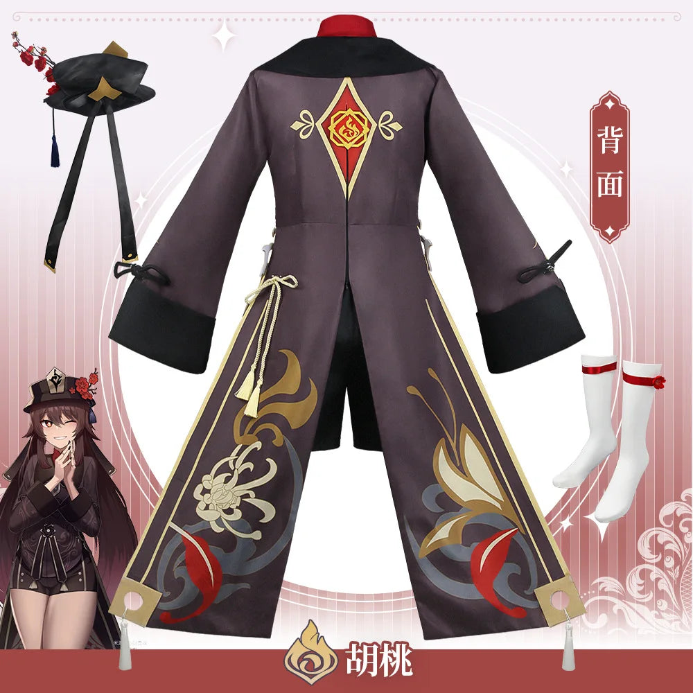CosZtkhpCN Hu Tao Cosplay Costume Adult Polyester Set