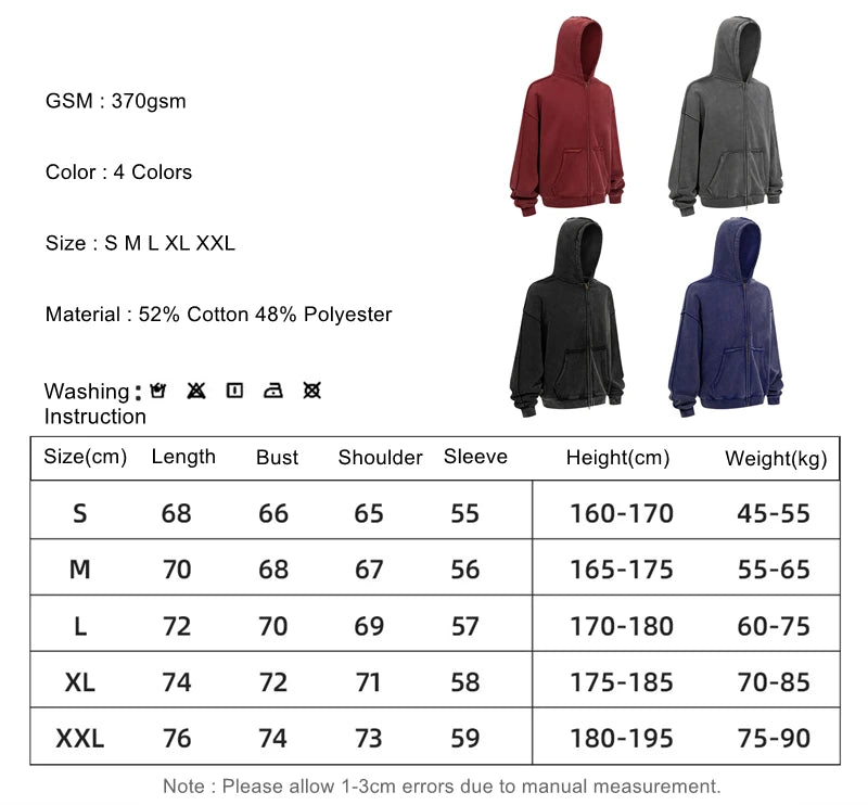 ZODF Vintage Man's Batik Washed Fleece Zipper Hoodie Unisex Winter Warm Distressed Hooded Coat Pullovers Brand Clothing HY1146