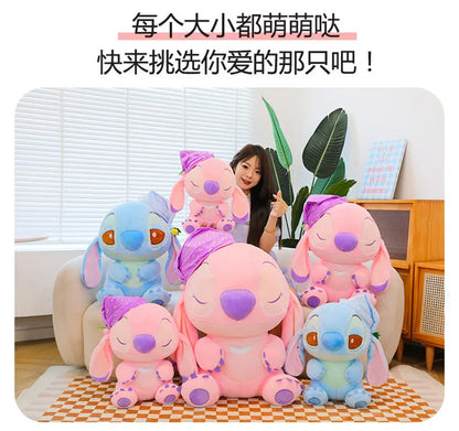 80cm Large Big Size Disney Stitch Sleeping Cute Anime Plush Stuffed Doll Room Plushies Pillow Ornaments Children's Holiday Gifts