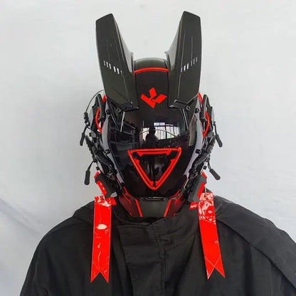 Cyberpunk Helmet Cosplay Dreadlocks Cool Mask With Led Light Shinobi Samurai Mask Braids Christmas Birthday Gift Dreads Wings