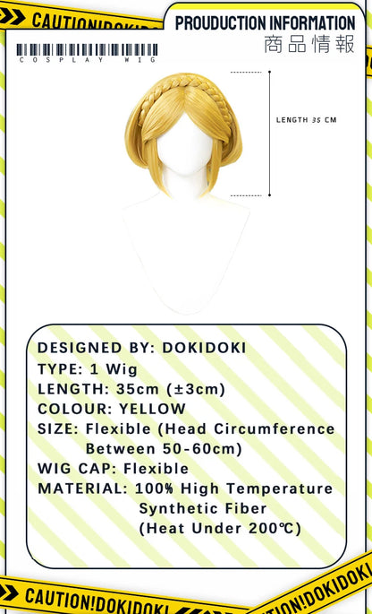 IN STOCK Princess Wig Game Cosplay DokiDoki Wig Women Cartoon Long Short Yellow Linkk Princess Cosplay Hair Free Cap Wig