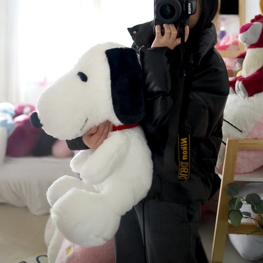Cartoon Snoopy Plush Toy Stuffed Animal Black and White Dog Plushies Lovely Sitting Dog Doll Sofa Bed Room Decor Gifts Girl