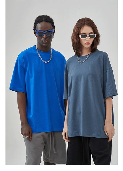 ZODF 2025 Spring Summer Men Solid 100% Cotton T-Shirts Unisex Women Loose 230gsm Noshrink Basic T Shirt Brand Tops HY0151