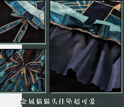 Genshin Impact Lynette Cosplay Costume Wig Uniform Dress Hat Tail Magician Skirt Lyney Fontaine Halloween Party for Women Props