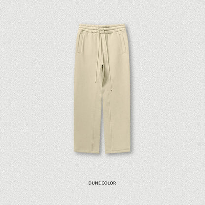 ZODF 345gsm Fleece Straight Pants for Men Unisex Loose Comfortable Sport Trousers Autumn Winter HY0864 - Dune Color / M