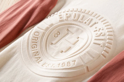 Summer New American Retro Long-sleeved O-neck 3D Letter Printed T-shirt Men's Fashion Simple 100%Cotton Washed Casual Sport Tops