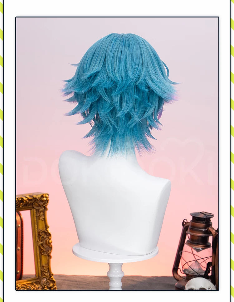 IN STOCK Brant Wig Game Wuthering Waves Cosplay Wig DokiDoki Men 33cm Short Blue Hair Brant Cosplay Heat Resistant Free Wig Cap