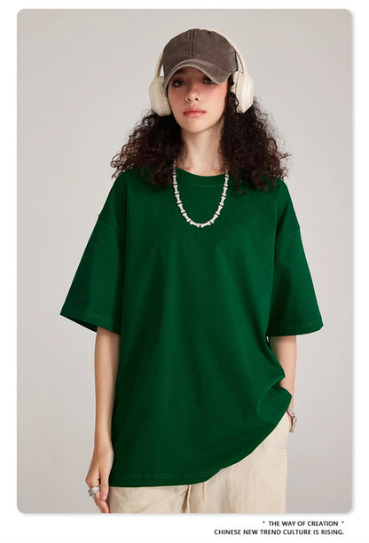 ZODF Trendy Summer 260gsm Cotton Oversized T Shirts For Men Unisex Male Kanye West High Street Solid Tees Brand Tops HY0122