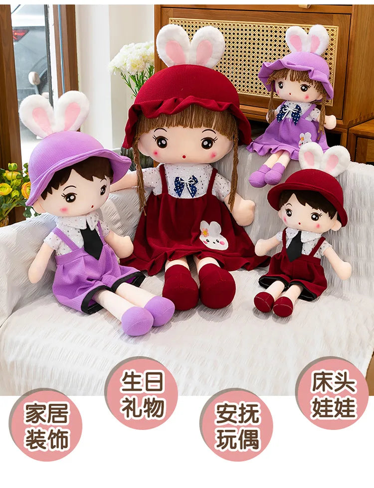 Plush Toy for Kids Birthday Xmas Gift Cute Couple Starry Sky Bunny Dolls Stuffed Animal Valentine Home Decor Bedroom Decoration