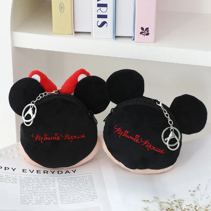 Cartoon Minnie Mouse Coin Purse Bag Pendant Plush Toy Mickey Lovely Earphone Storage Bag Kawaii Stuffed Anime Doll Gifts Girl