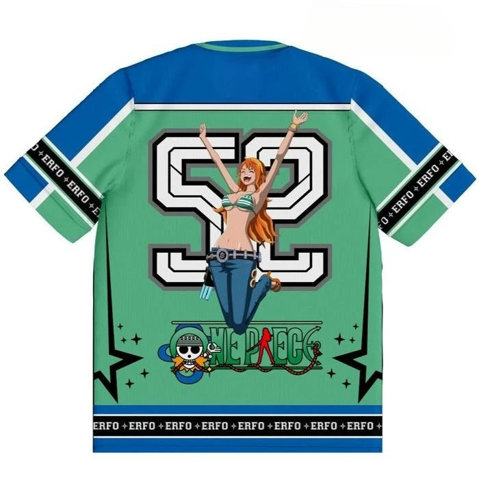 52 Jersey One Piece Nami Anime Y2k Korean Style Kpop Baseball Hockey T-shirt Fashion Streetwear Anime Daily Unisex Tops Tees