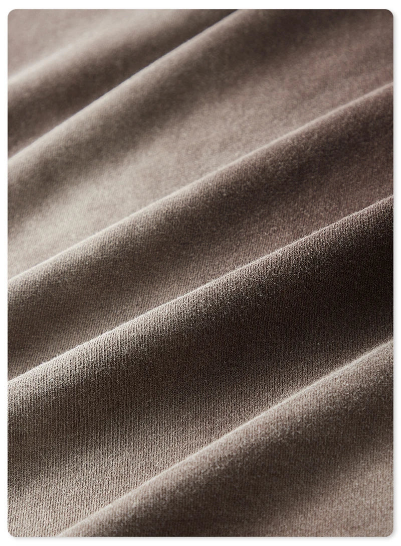 ZODF Retro Monkey Washed 260gsm Cotton T-Shirt For Men Unisex High Street Loose Full Sleeve T Shirt Brand Streetwear HY0406