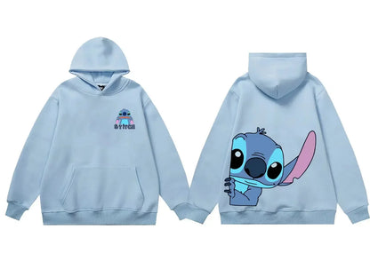 Women's Long Sleeve Oversized Hoodie MINISO Disney Gothic Kawaii Lilo & Stitch Pattern Sweatshirt Y2k Winter Fashion Coat Sale