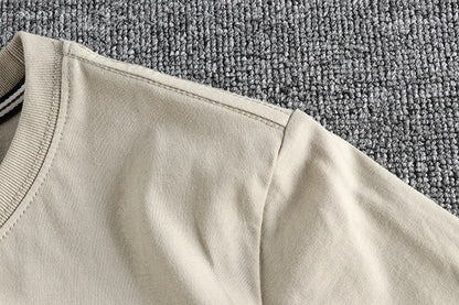 Summer American Retro Short-sleeved O-neck Locomotive Printed T-shirt Men's Fashion Simple 100% Cotton Washed Casual Sport Tops